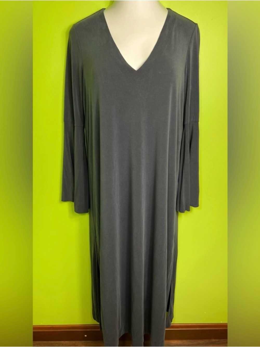 Free People charcoal grey bell sleeve maxi dress size S